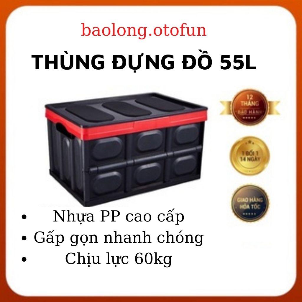 Thùng đựng đồ cốp xe xếp gọn dung tích 55L tiết kiệm không gian