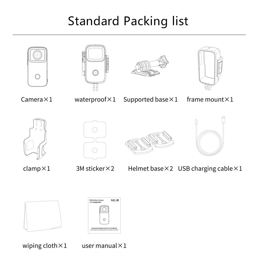 SJCAM C200 Camera Hành Động 4K 16MP WiFi Con Quay Hồi Chuyển Chống Rung Tầm Nhìn Ban Đêm Chống Nước 40M Thể Thao DV Webcam Thumb Camera