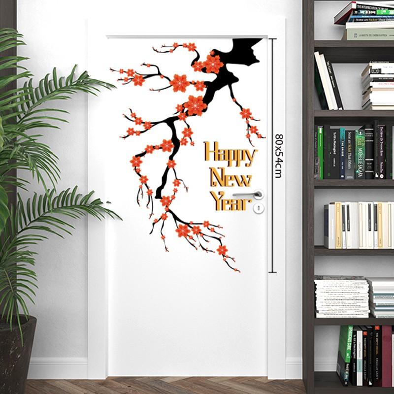 Decal Trang Trí Phòng Ngủ Phòng Khách |Chủ Đề Cành Hoa Trang Tết