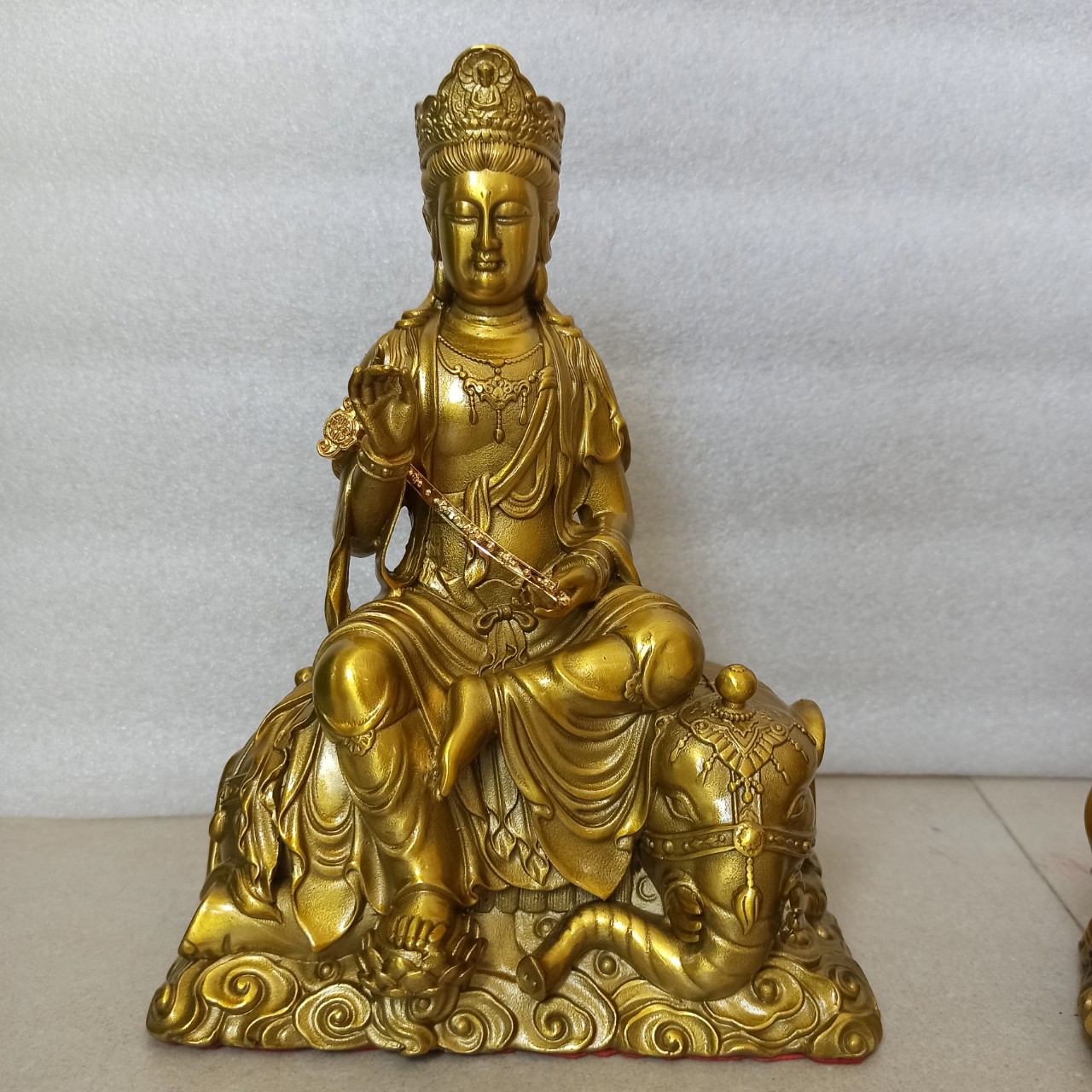 Cặp Tượng Bồ Tát Văn Thù Phổ Hiền Bằng Đồng, Văn Thù Phổ Hiền Bồ Tát Bằng Đồng Vàng- Đồ Đồng Nguyệt Ánh
