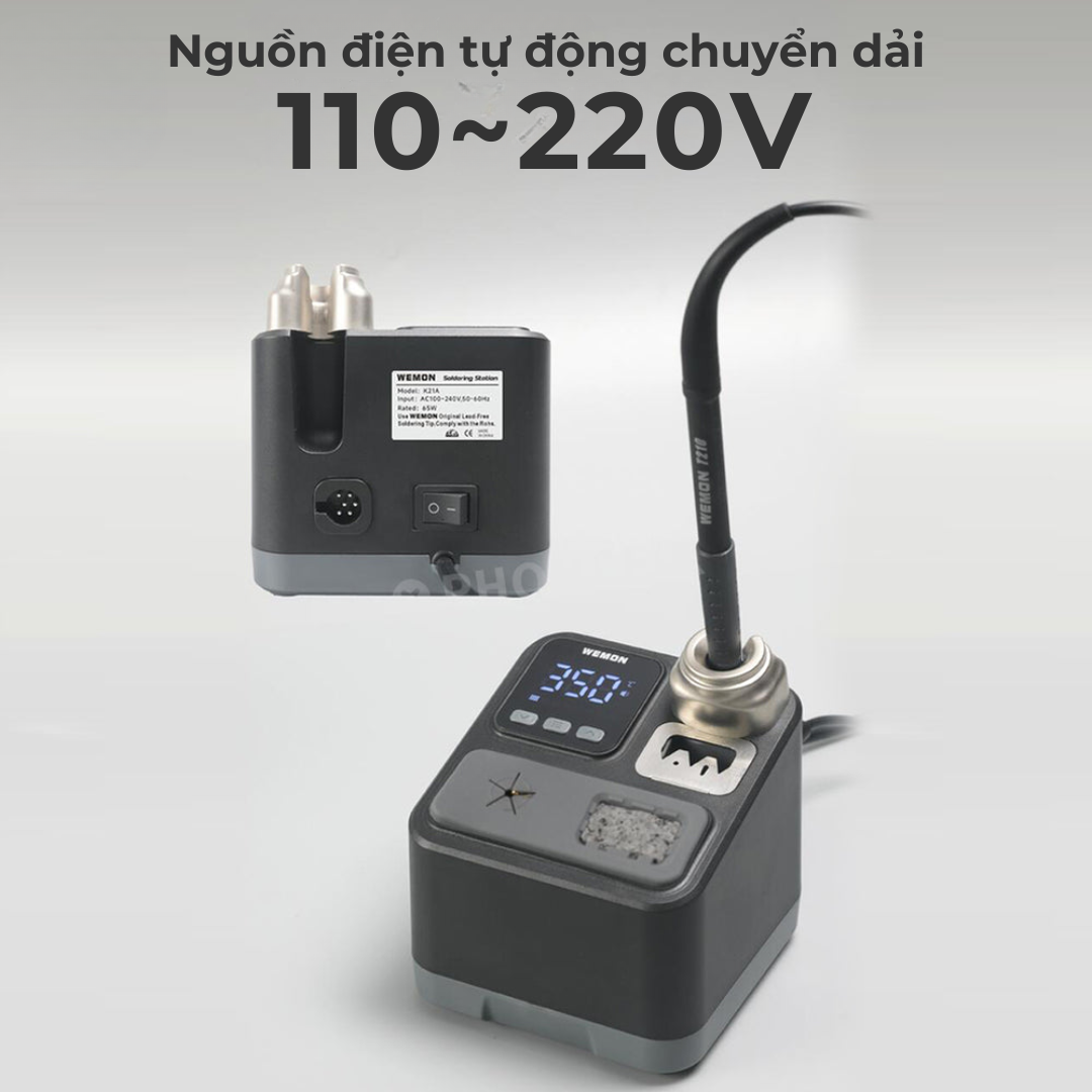 Trạm Hàn Làm Nóng Trong 2 Giây, Chế Độ Ngủ Tự Động WEMON K21A Kèm Tay Hàn T210 Công Suất Cao - Hàng Nhập Khẩu