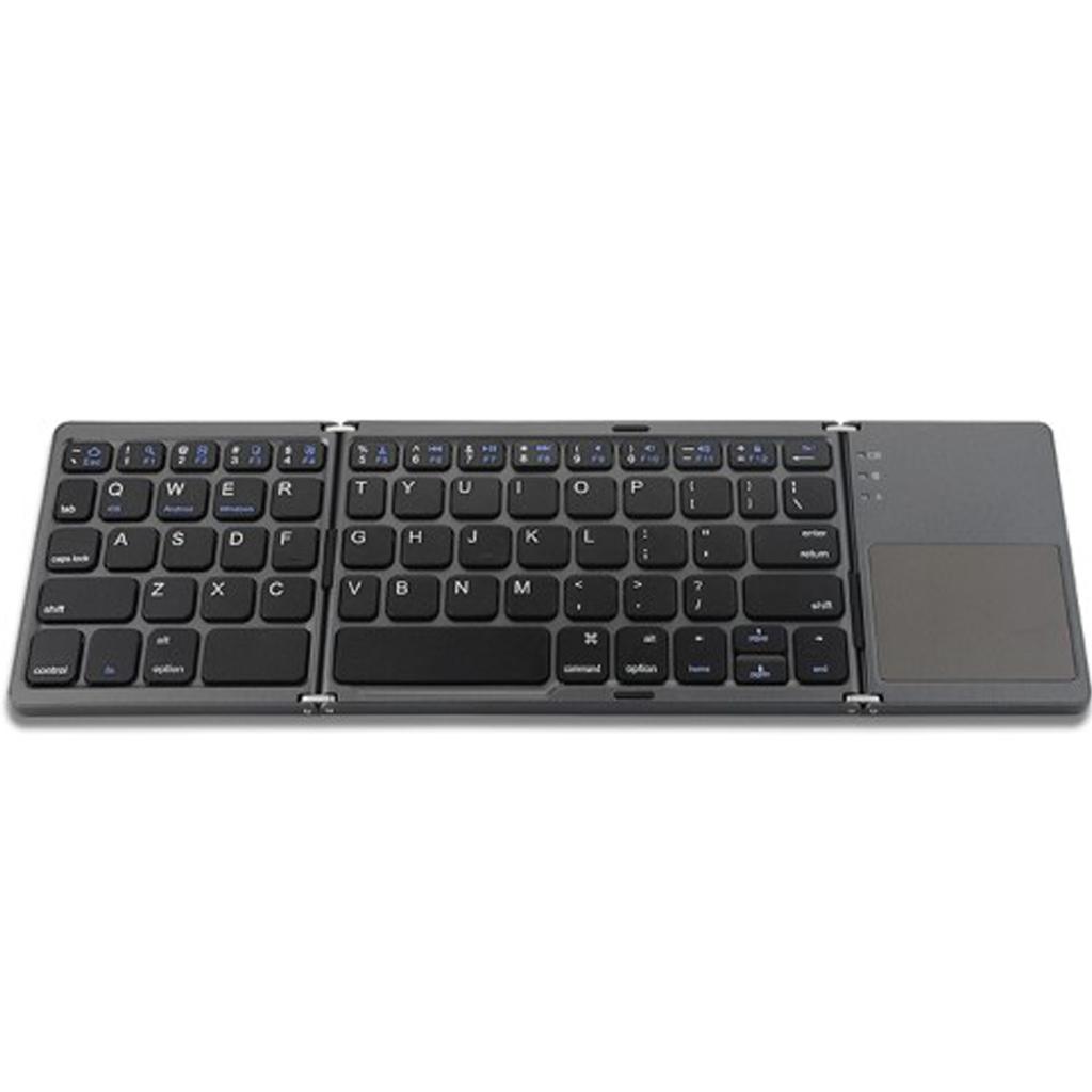 Foldable Bluetooth Keyboard Bluetooth 3.0 Rechargable Portable Mini BT Wireless Keyboard with Touchpad for Android, Windows, PC