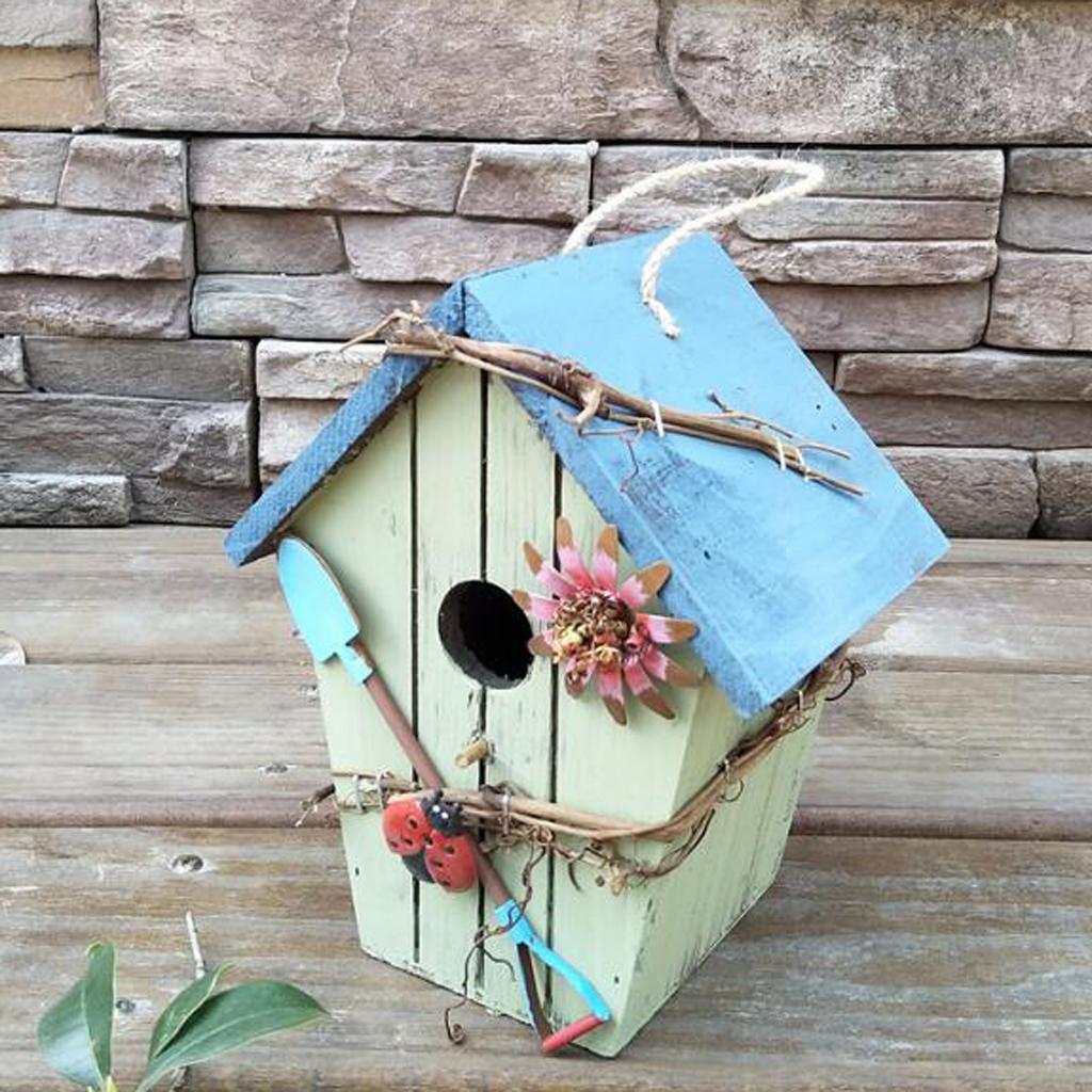 2 x Decorative Bird House, Hanging House Bird Feeder with Hanging Rope