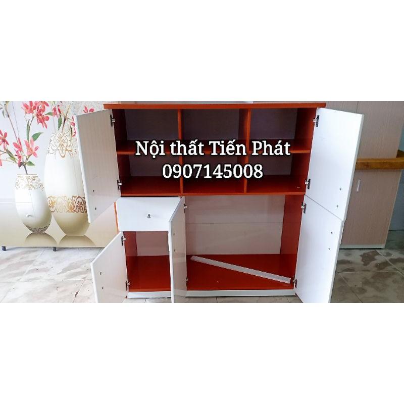 TRỌN BỘ TỦ BẾP 1M2 TRẮNG + VÂN GỖ VÀNG