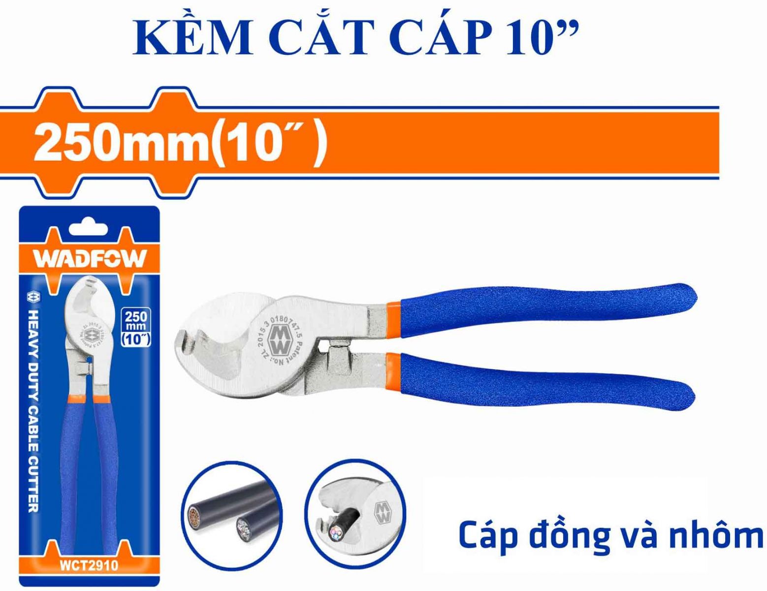 [CHÍNH HÃNG ]Kềm cắt cáp 10&quot; WADFOW WCT2910