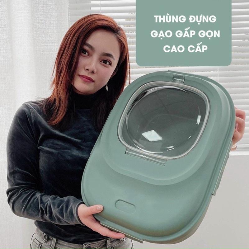 Thùng Đựng Gạo Gấp Gọn 25kg Mẫu Mới Tiện Lợi