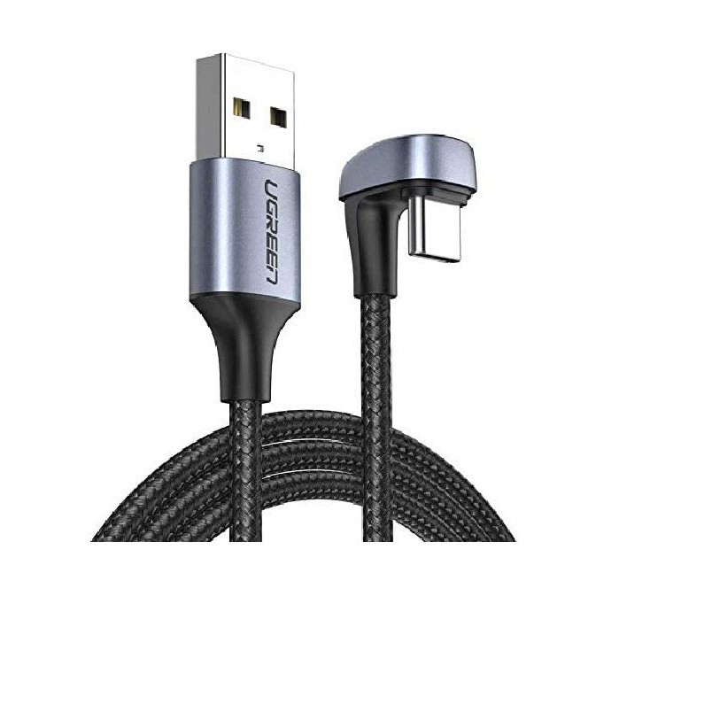 Cáp USB type C sạc nhanh đầu bọc nhôm chống nhiễu 2M bẻ chữ U màu đen Ugreen 70315 US311 Hàng Chính Hãng