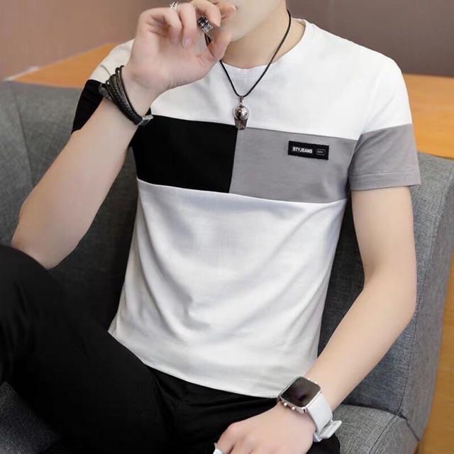 Áo thun nam kiểu 2 màu trắng đen c88