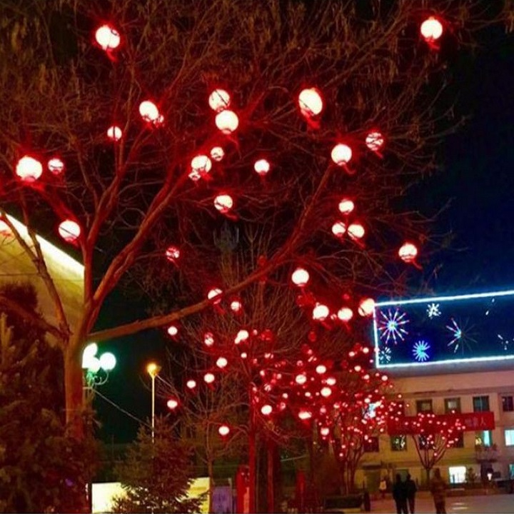 Dây Đèn LED Dài 5M 16-18 Đèn Lồng Đỏ, Trang Trí Lễ Tết Năm Mới/ Dây Lồng Đèn Trang Trí , Nguồn 220v kiểu tròn - dài, có box và đầu nối