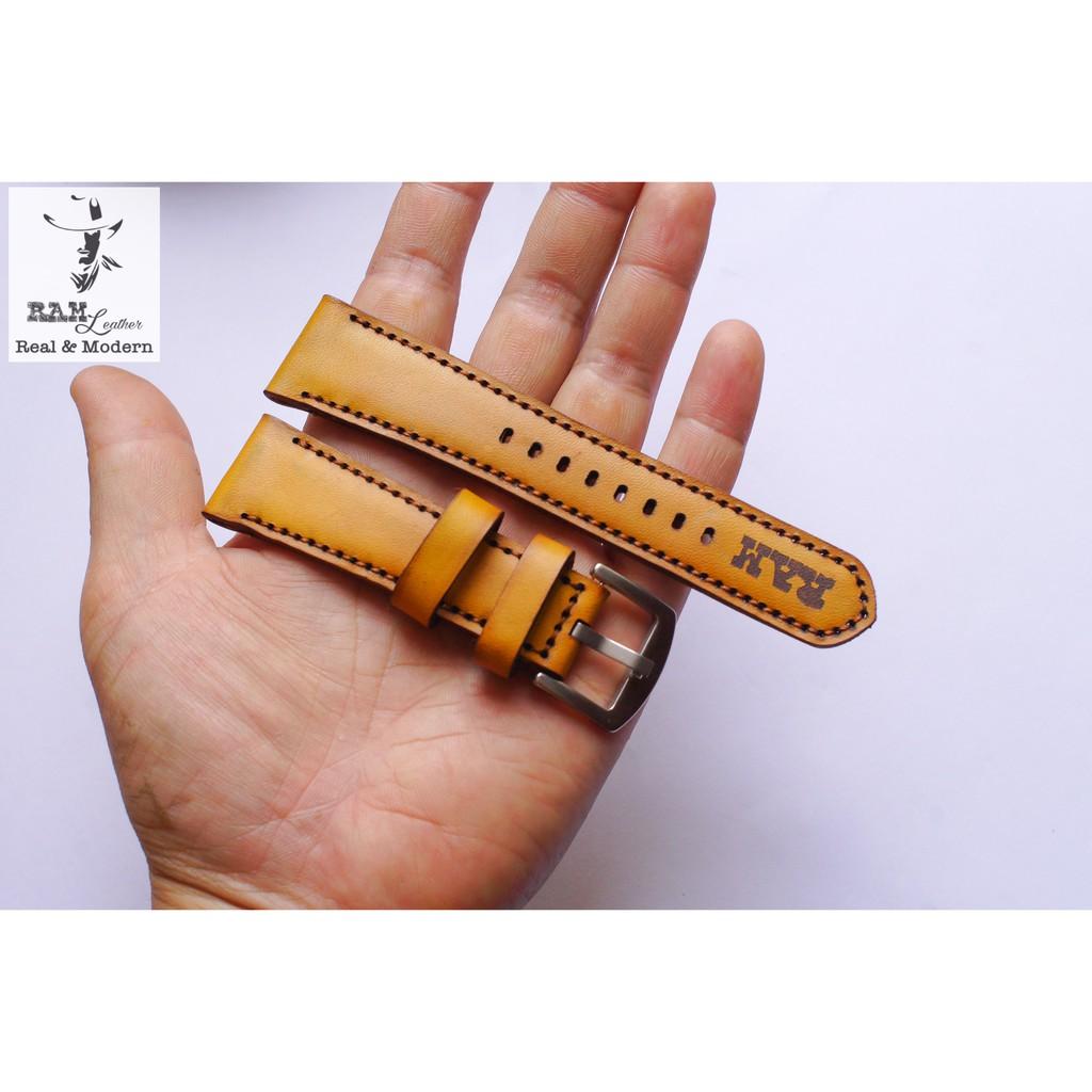 Dây đồng hồ da bò vegtan thảo mộc cao cấp vàng RAM Leather 1970 - tặng khóa chốt và cây thay dây
