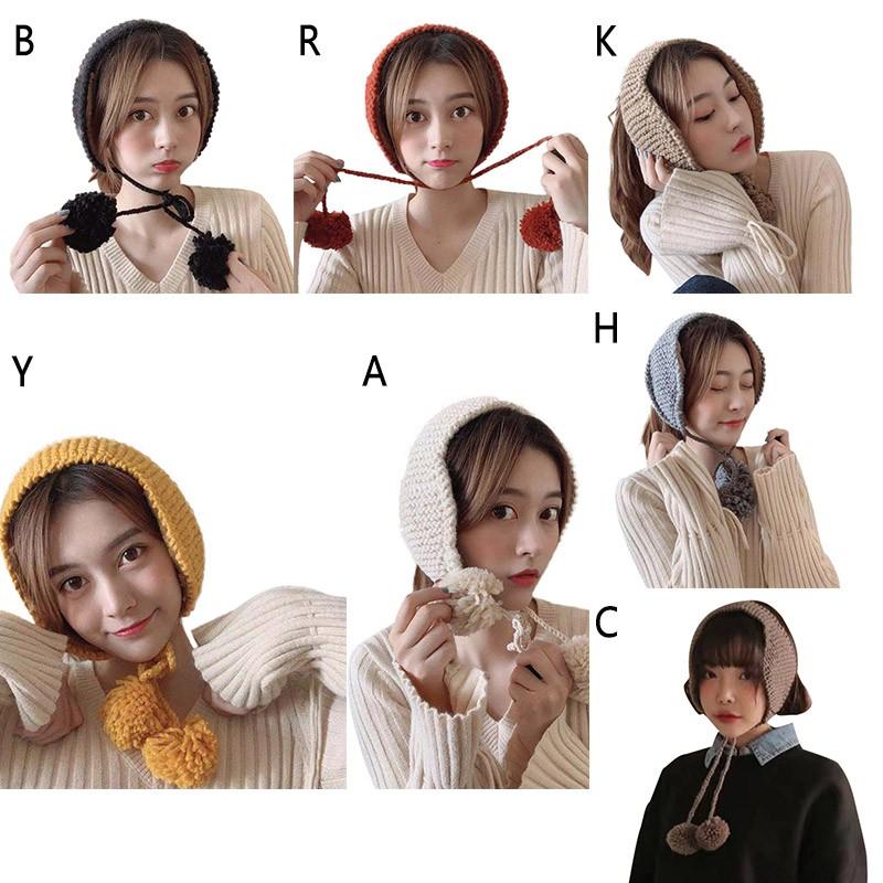 Mũ len giữ ấm trang trí quả bông xinh xắn cho nữ