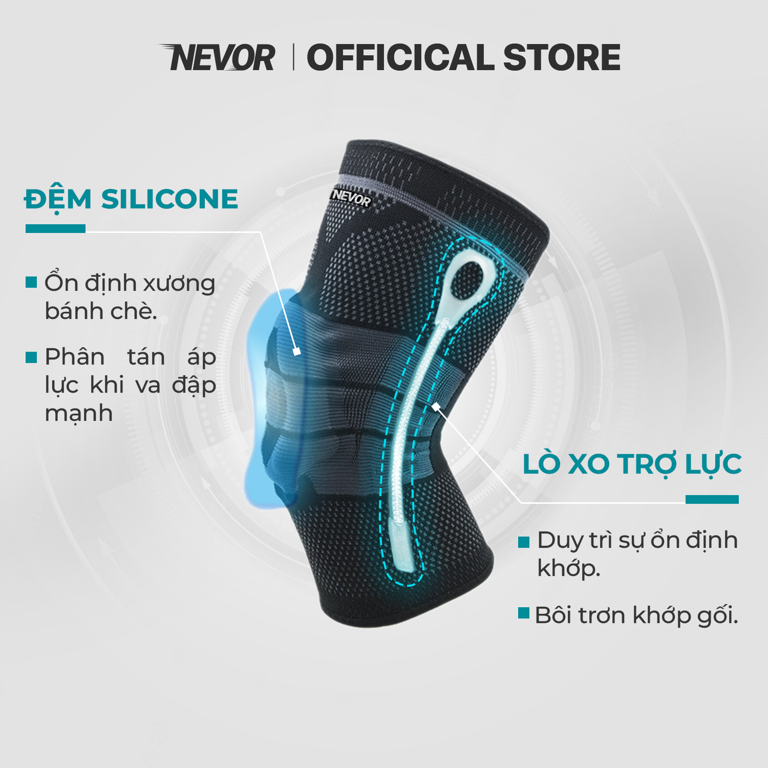 Bó gối thể thao Nevor BDG09 giảm đau, phòng tránh chấn thương dây chằng sử dụng cho gym, bóng đá, bóng rổ, chạy bộ...