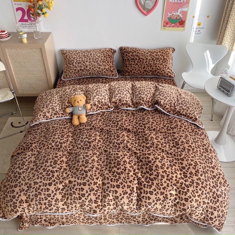Bộ Chăn Ga Gối Nỉ Nhung Sữa Hàng Nhập Khẩu Cao Cấp 4 Món 4 Màu Ngộ Nghĩnh