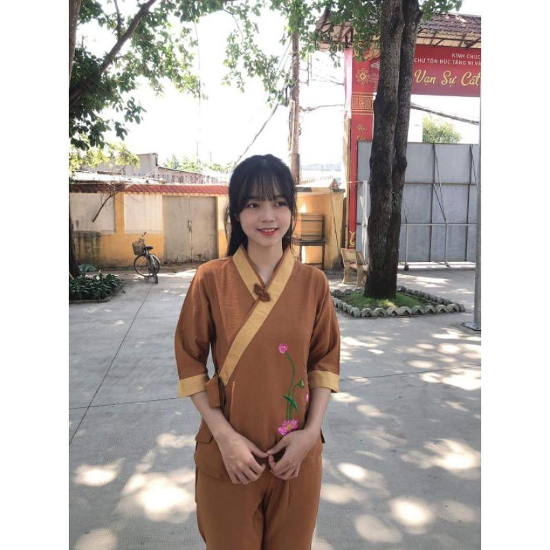 Đồ bộ đi chùa#phối sen vải tơ cao cấp