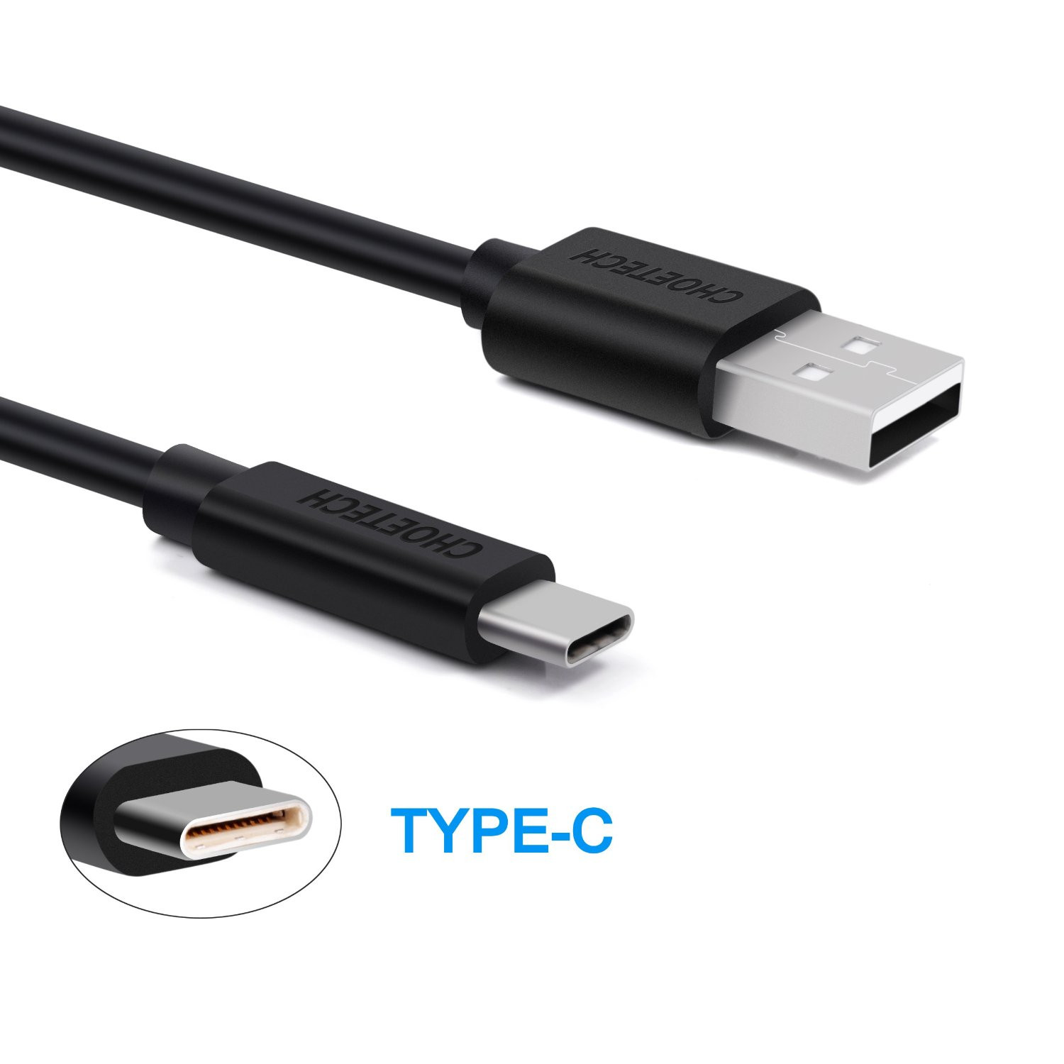 Bộ Củ Sạc Ô Tô CHOETECH 38W QC 3.0 18W, PD 20W TC0005 V2 + Cáp USB to Type C 1M 30W AC0001-1m-B  - Hàng Chính Hãng