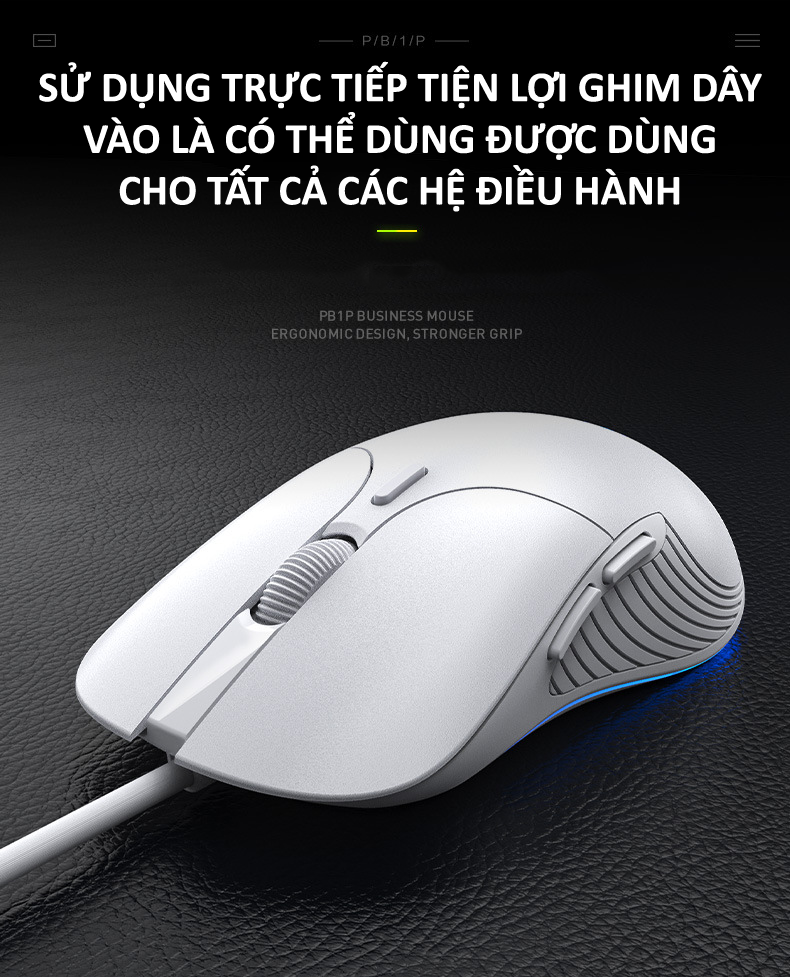 Chuột có dây INPHIC PB1P 6 nút với độ DPI lên đến 4800 phù hợp chơi game cho game thủ chuyên nghiệp, làm việc văn phòng, photoshop (MÀU ĐEN) - Hàng Chính Hãng