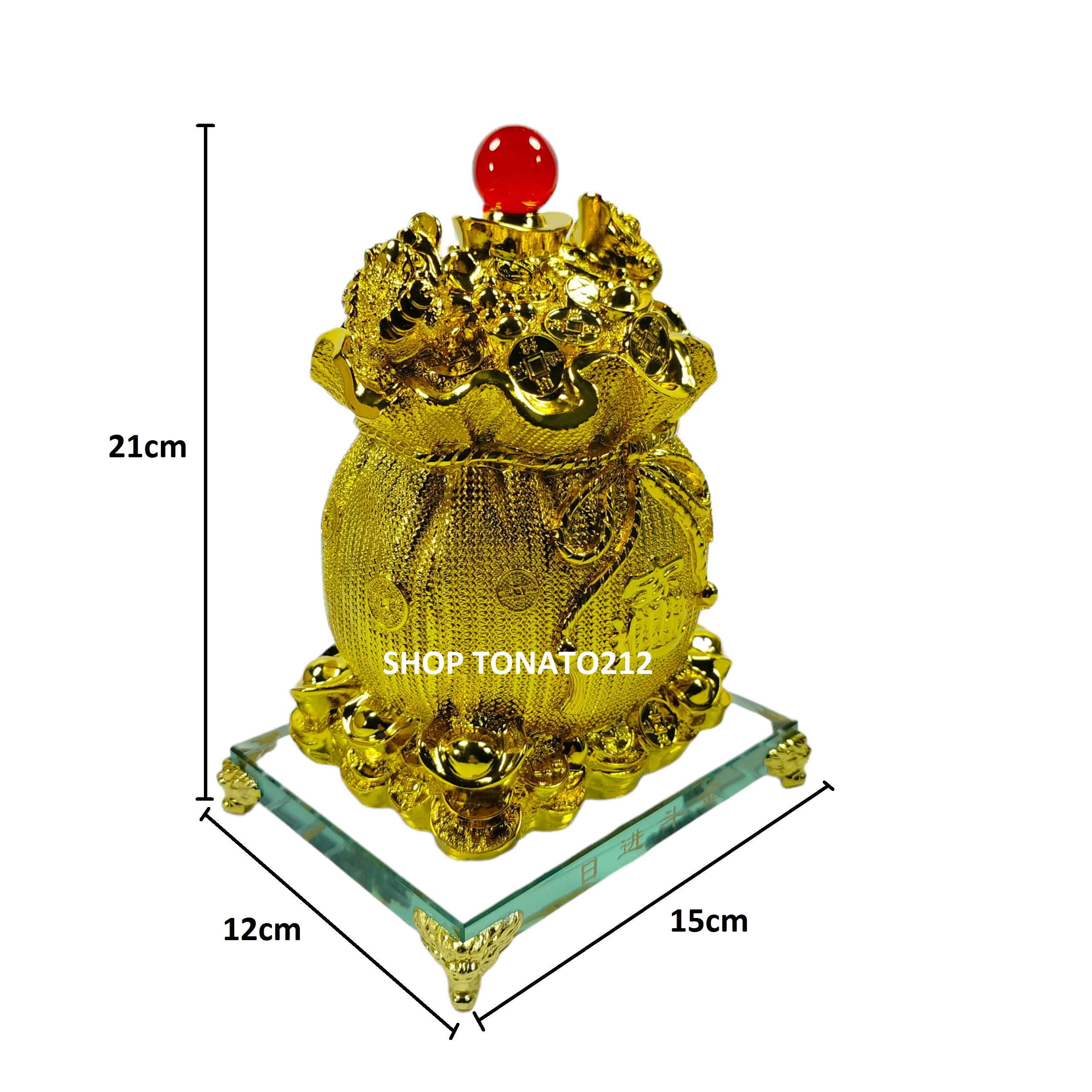 TÚI VÀNG KIM BẢO TÀI LỘC PHONG THỦY 3604,3607 MÀU ĐỎ,MÀU VÀNG CAO 21CM