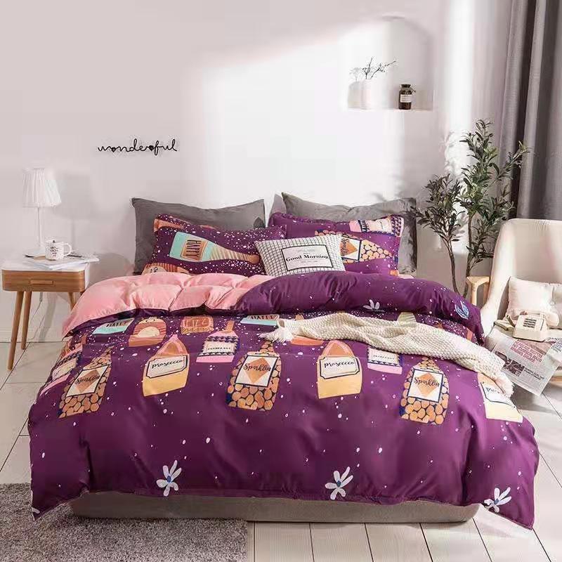 Chăn Ga Gối Đệm -Sét Chăn Ga Gối Rượu Vang PolyCotton Punpu3051
