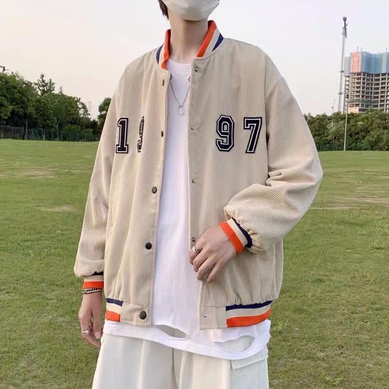 Áo khoác nhung, áo nhung bombo 1997 cúc bấm, Áo Khoác Bomber - Áo Khoác Nhung tăm Varsity UNCOVER Unisex Nam Nữ kèm video thật