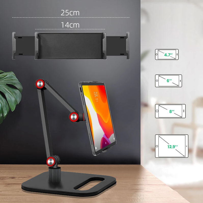 Giá đỡ điện thoại di động gấp kểu cánh tay robot Desk Gooseneck Aluminium Alloy Tablet Stands