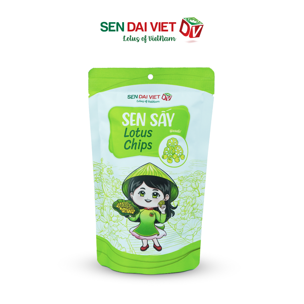 Sen Sấy Vị Wasabi- Sen Sấy Giòn Tan, Vị Cay Bùng Nổ, Kích Thích Vị Giác, ĐV- Sen Đại Việt- Gói 30g