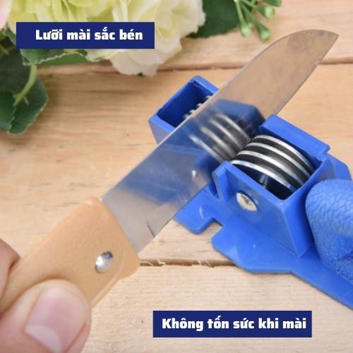 Dụng cụ mài dao 2 lưỡi đa năng có tay cầm, Đá , Máy mài kéo cao cấp tiện lợi thép không gỉ nhỏ gọn mài nhanh và sắc nhọn