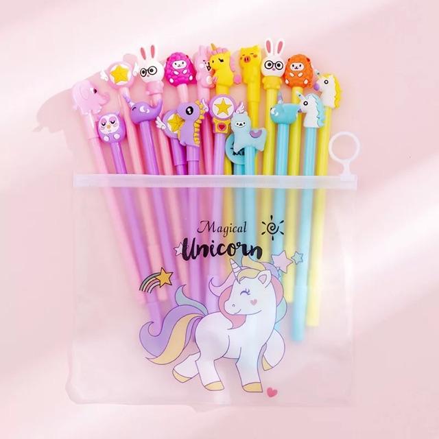 Set 20 Bút Bi Mực Nước Mặt Icon Đáng Yêu, unicorn... Bút Nước Cute