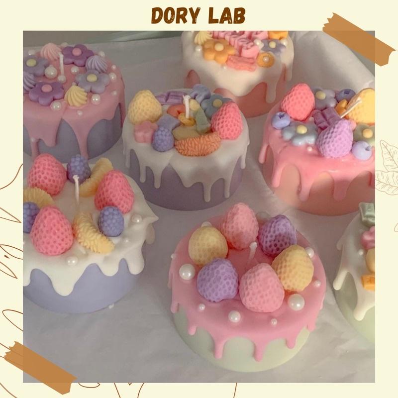 Nến Thơm Handmade Bánh Kem Dâu Tây Ngũ Sắc Mix Topping, Quà Tặng Độc Đáo - Dory Lab