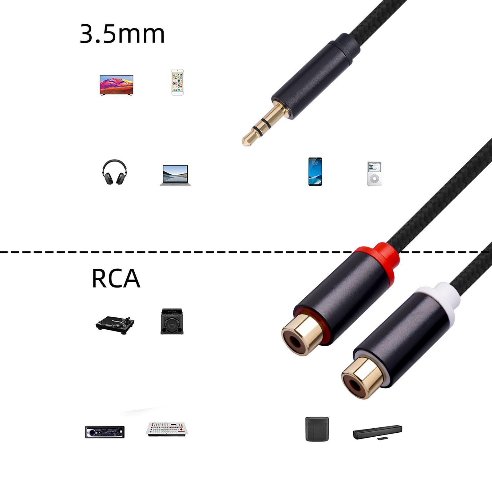 3.5mm to Dual RCA Cable Male-Female Audio Speaker Cord Splitter Cable for CD Player TV Stereo