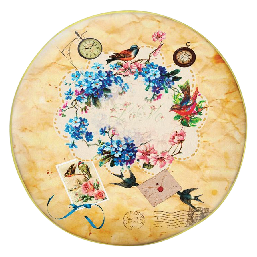 Gối tròn vòng hoa và chim - GOVT019