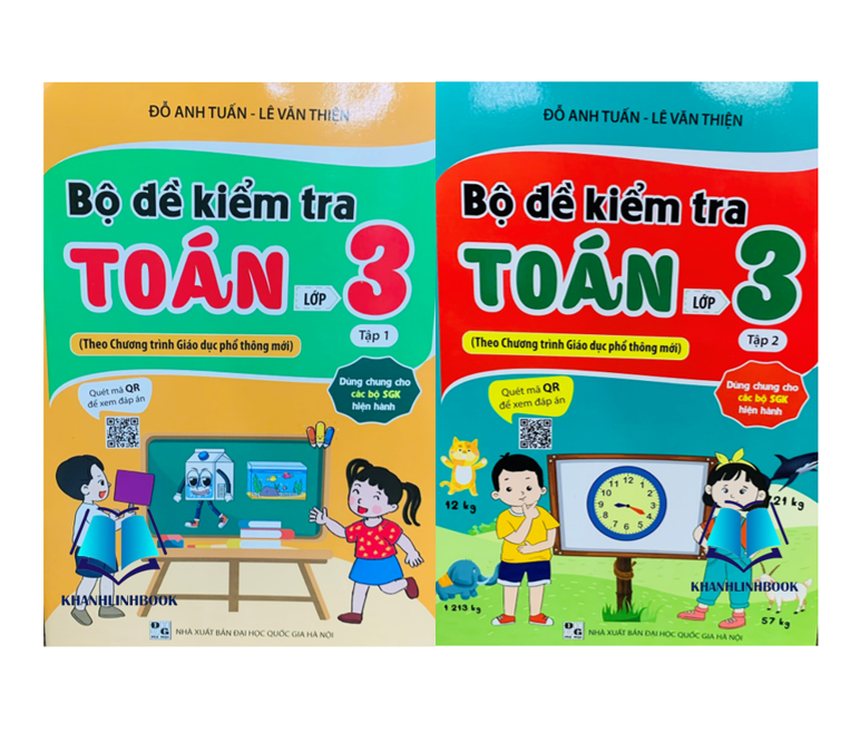Sách - Combo Bộ đề kiểm tra toán 3 - tập 1 + 2