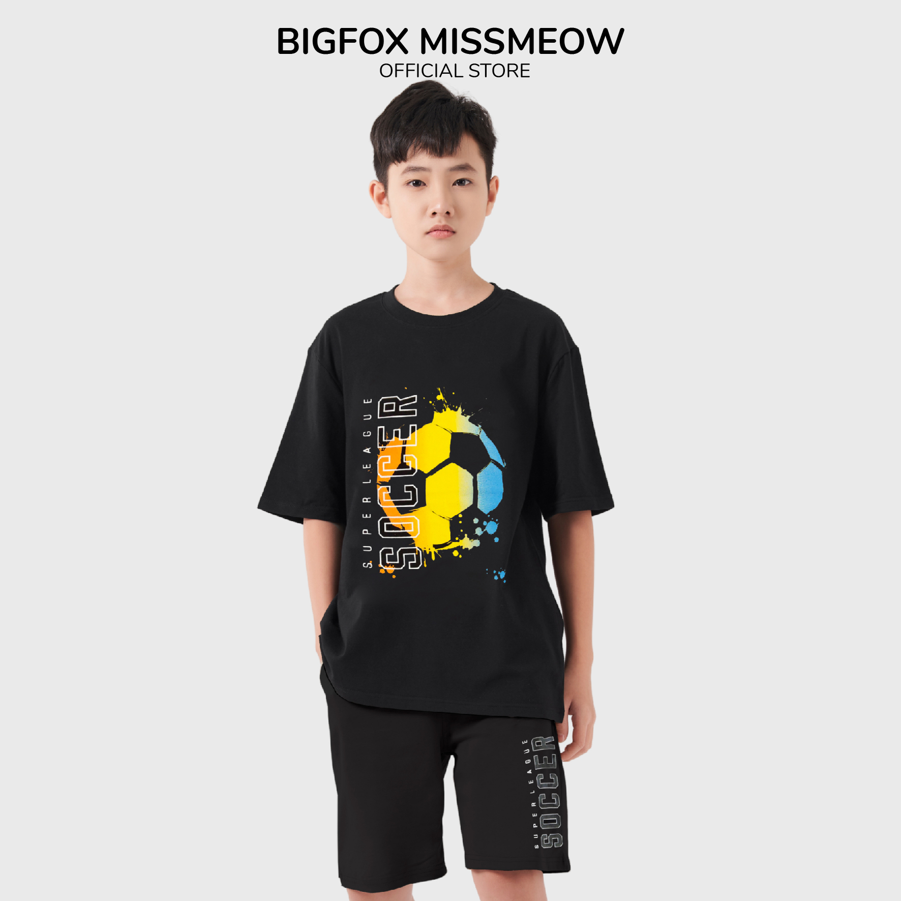 Bộ Bé Trai Bigfox, Bộ Cộc Tay Trẻ Em Mùa Hè Chất Cotton Mát In Hình Bóng Soccer