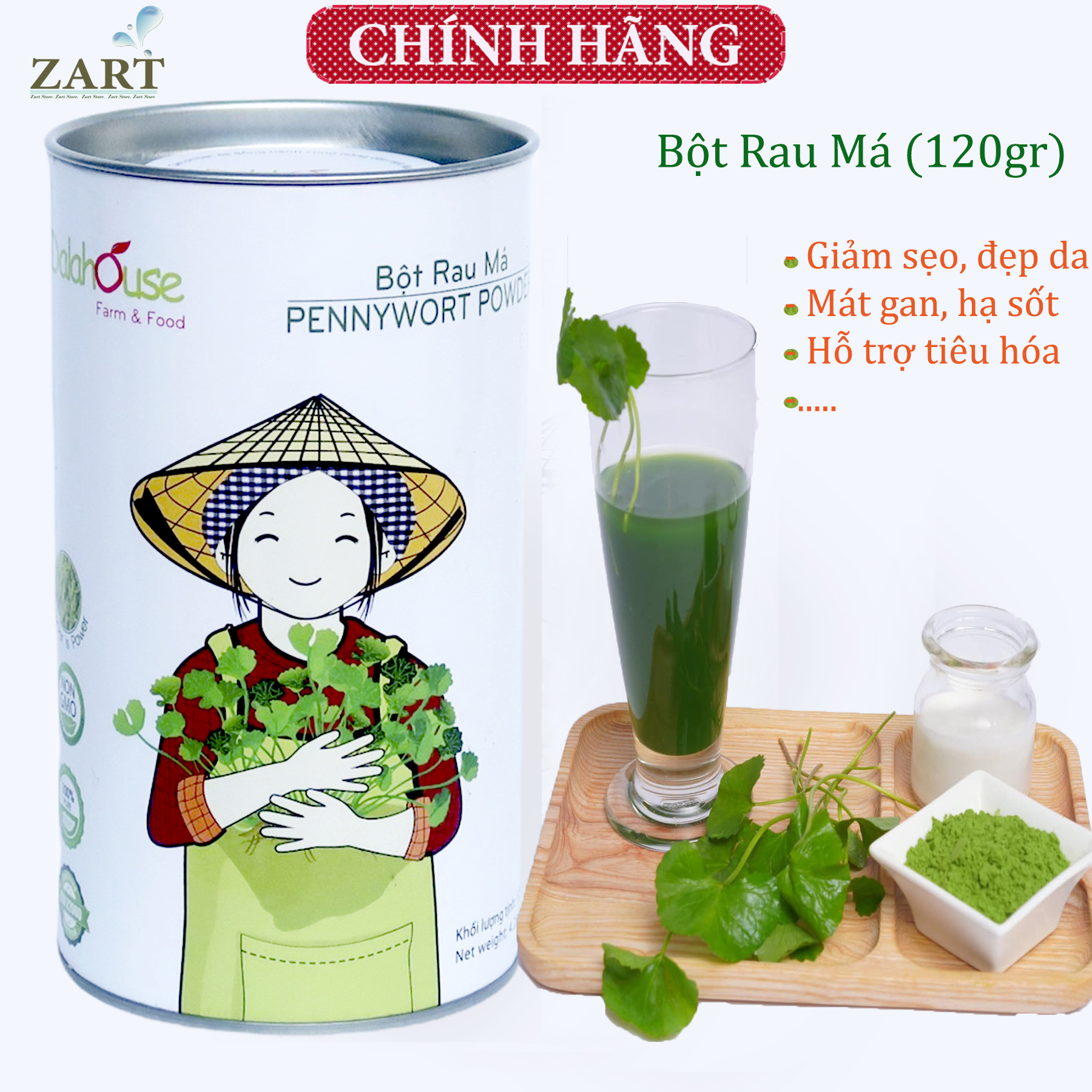 Bột Rau Má Nguyên Chất Sấy Lạnh Dalahouse - Mát Gan, Lợi Tiểu, Làm Mờ Sẹo