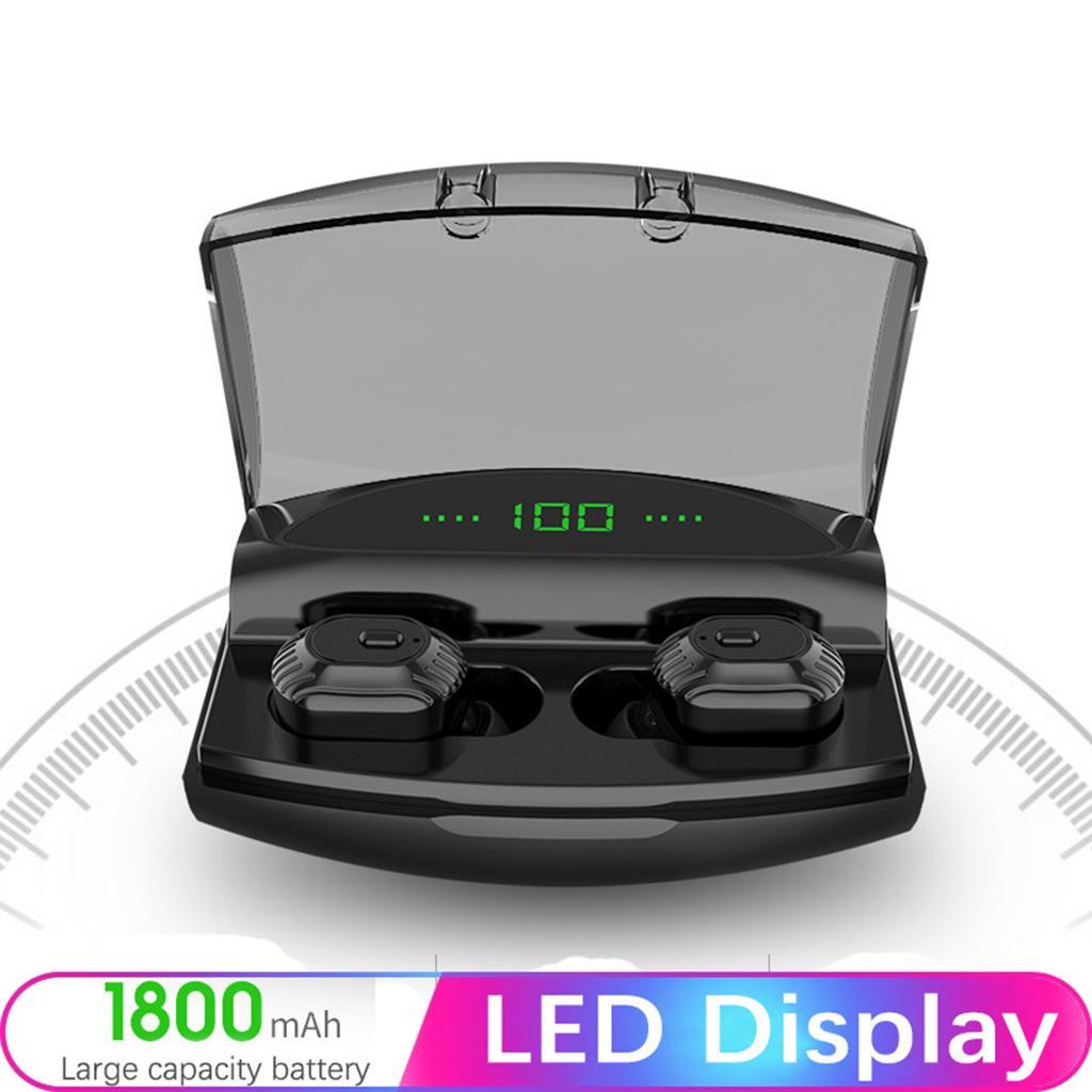 Wireless Headphone Bluetooth 5.0 Earphones 3D In-Ear Headset 1800mAh Case
