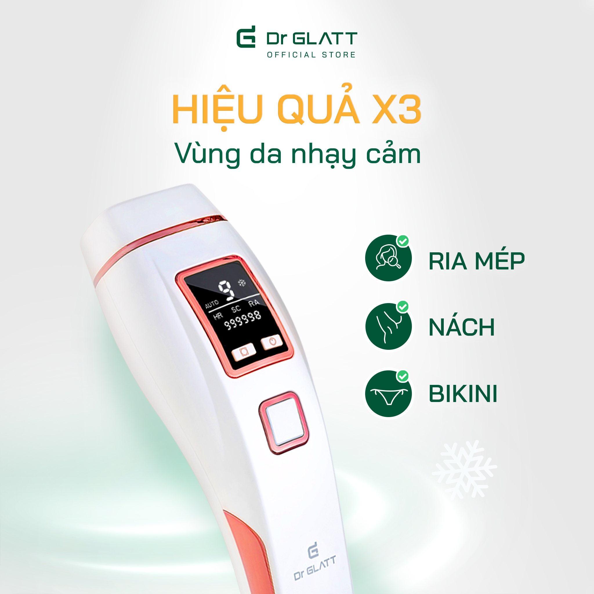 Máy triệt lông và trẻ hóa da IPL PRO, 3 trong 1, hàng chính hãng Dr Glatt, thương hiệu Đức