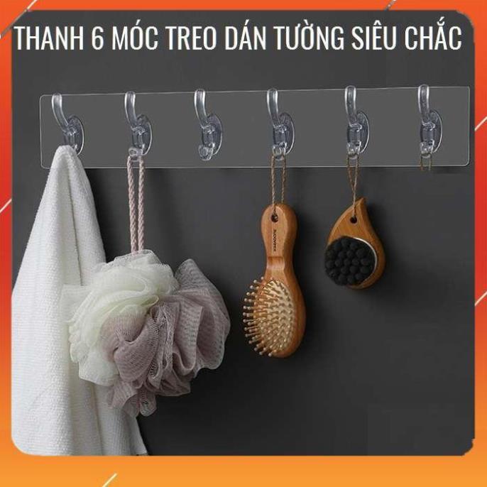 THANH MÓC DÍNH TƯỜNG ĐA NĂNG 6 MÓC DÙNG NHÀ TẮM, NHÀ BẾP