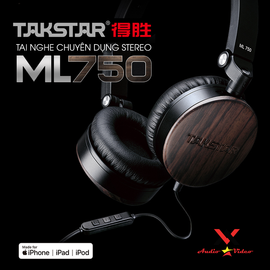 Tai nghe Takstar ML750 - AVSTAR , Tai nghe chụp tai, tai nghe nghe nhạc, tai nghe có dây - hàng chính hãng