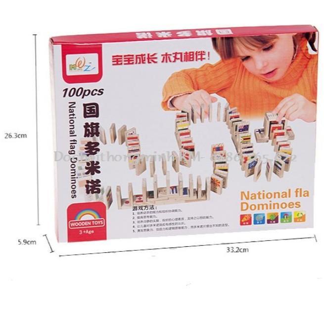 Bộ Domino 100 Cờ Bằng Gỗ 4 Thứ Tiếng - Loại Tốt