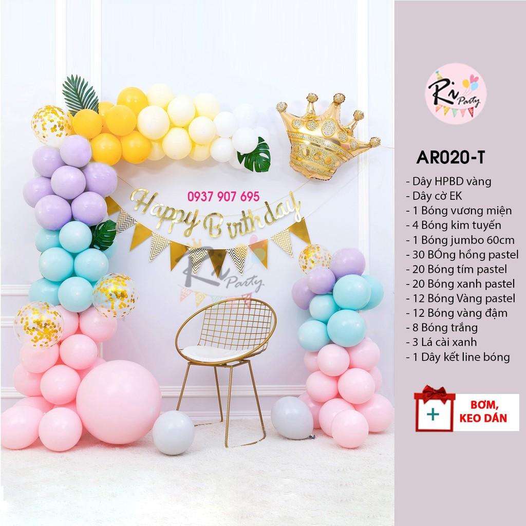 Set bóng trang trí sinh nhật tone pastel cho bé gái/ người lớn