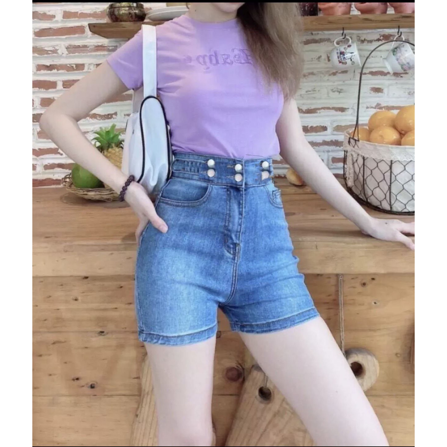 Quần short jean nữ BigSize lưng cao, co dãn mạnh, lưng siêu cao, lưng kiểu 6 nút đang hot trend 3615