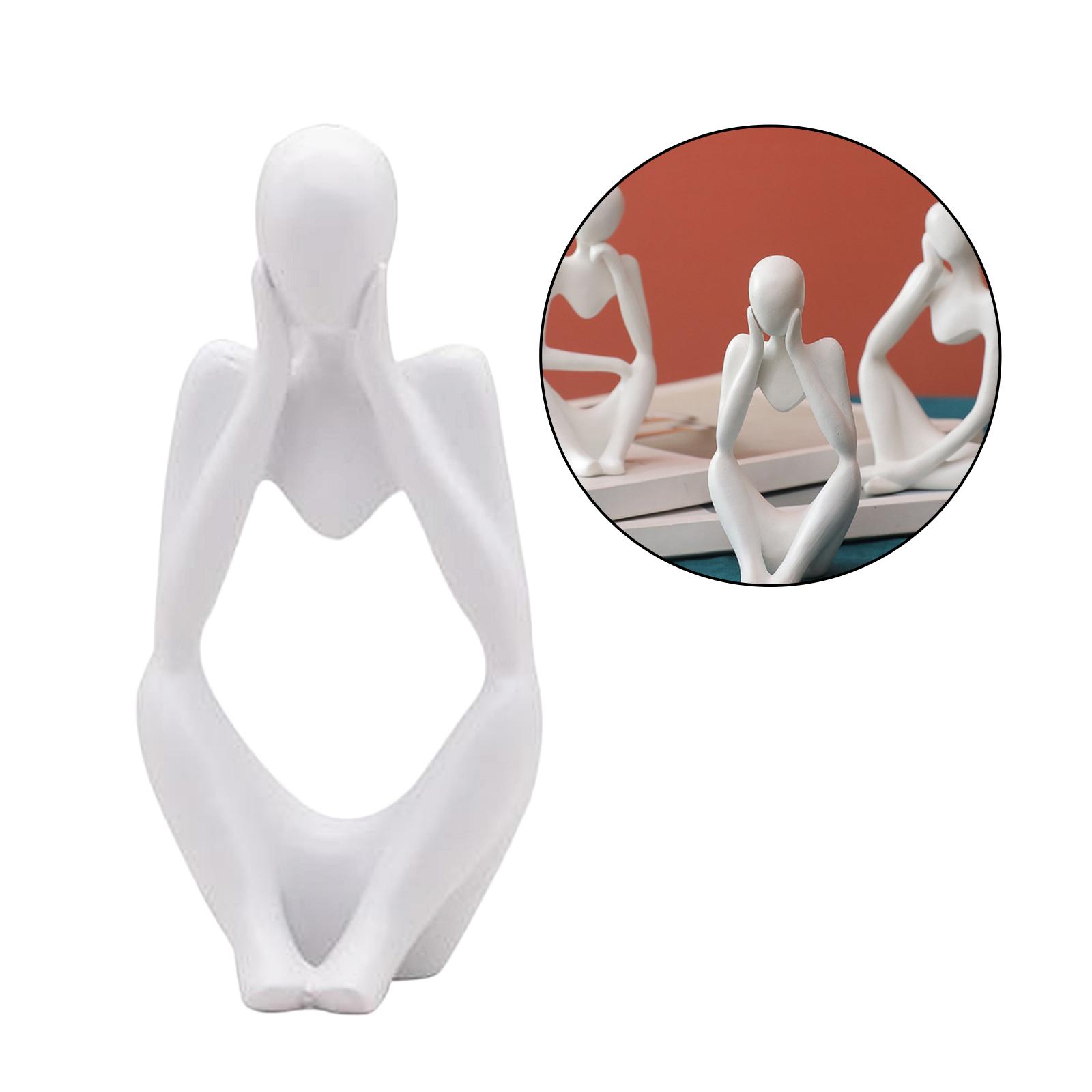2Pcs Abstract Thinker Sculpture Resin Figurine Characters Statues Home Decor