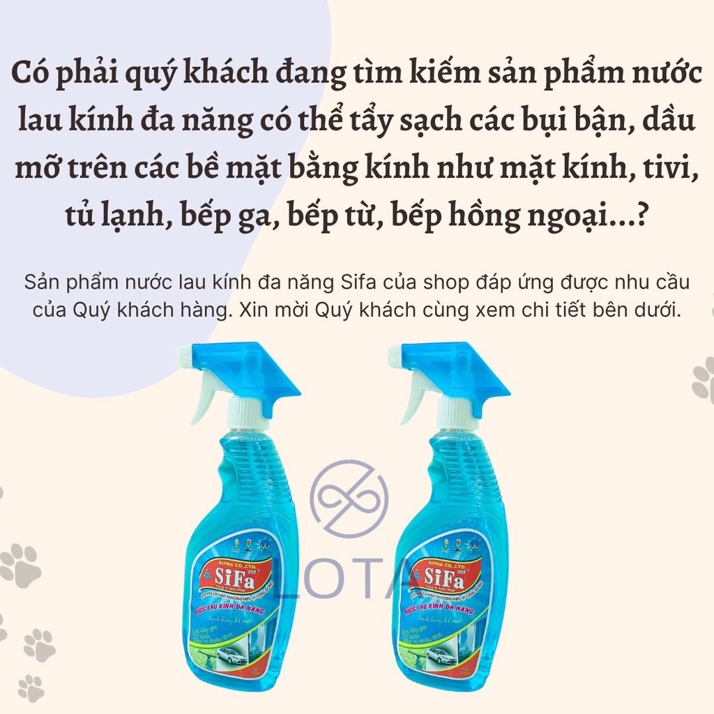 NƯỚC RỬA KÍNH SIFA 650ML, bình xịt tẩy rửa đa năng, vệ sinh nội thất nhà cửa bếp phòng tắm, lau chùi sạch hàng tốt rẻ