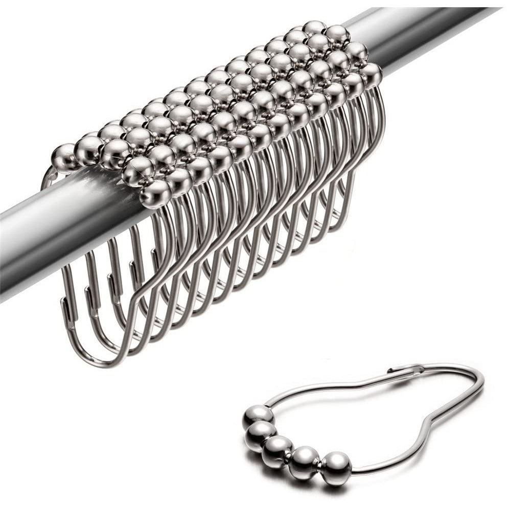 Bộ 12 móc rèm có con lăn bằng thép không rỉ dùng treo rèm cho phòng khách, phòng ngủ, nhà tắm (12 móc/1 bộ)