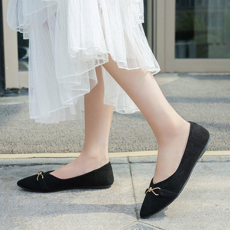 Giày Da Lộn Đế Thấp Mũi Nhọn Thời Trang Thanh Lịch Cho Nữ