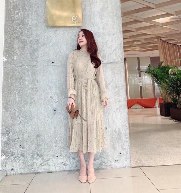 Váy bầu suông xếp li chất voan 40-68kg