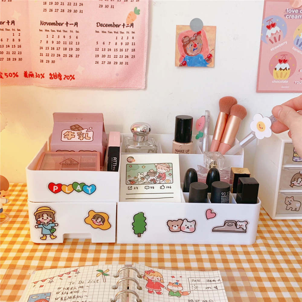 Kệ đựng mỹ phẩm đa năng,kệ bằng nhựa 2 tầng nhiều ô