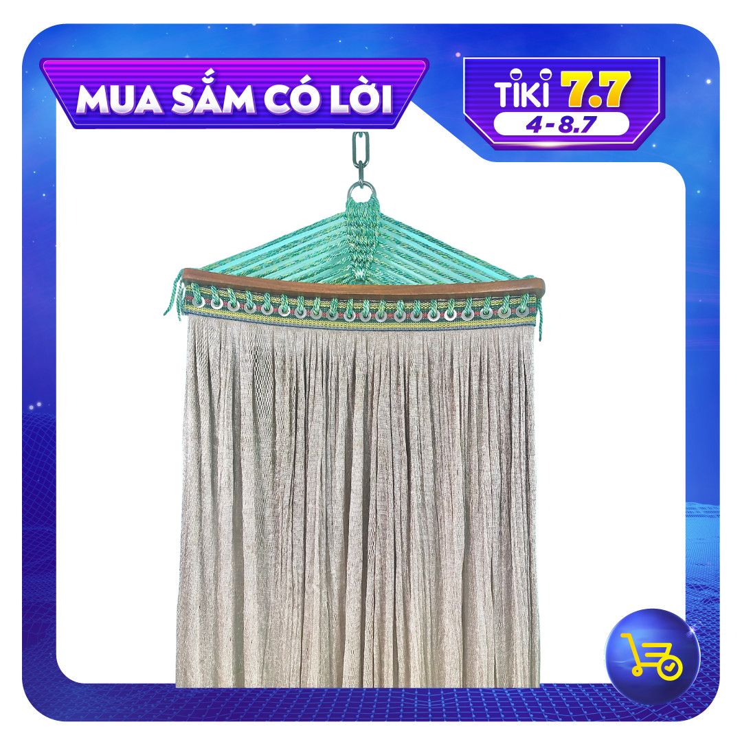 Bộ võng xếp du lịch BAN MAI: khung sơn tĩnh điện và lưới mềm dày 99 gỗ 50cm