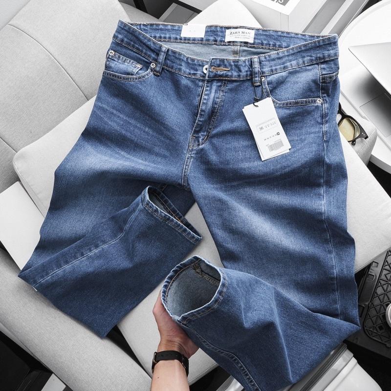 Quần jean nam slimfit xuất xịn co giãn ống ôm nhẹ 3 màu trơn