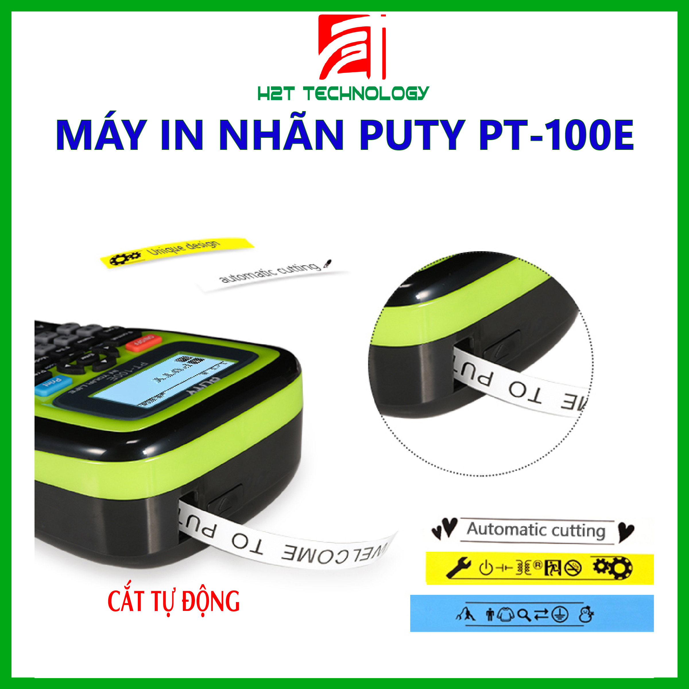 Máy in nhãn, in ống co nhiệt PUTY PT-100E chất lượng cao, cắt tự động, chất lượng cao- Hàng Chính Hãng