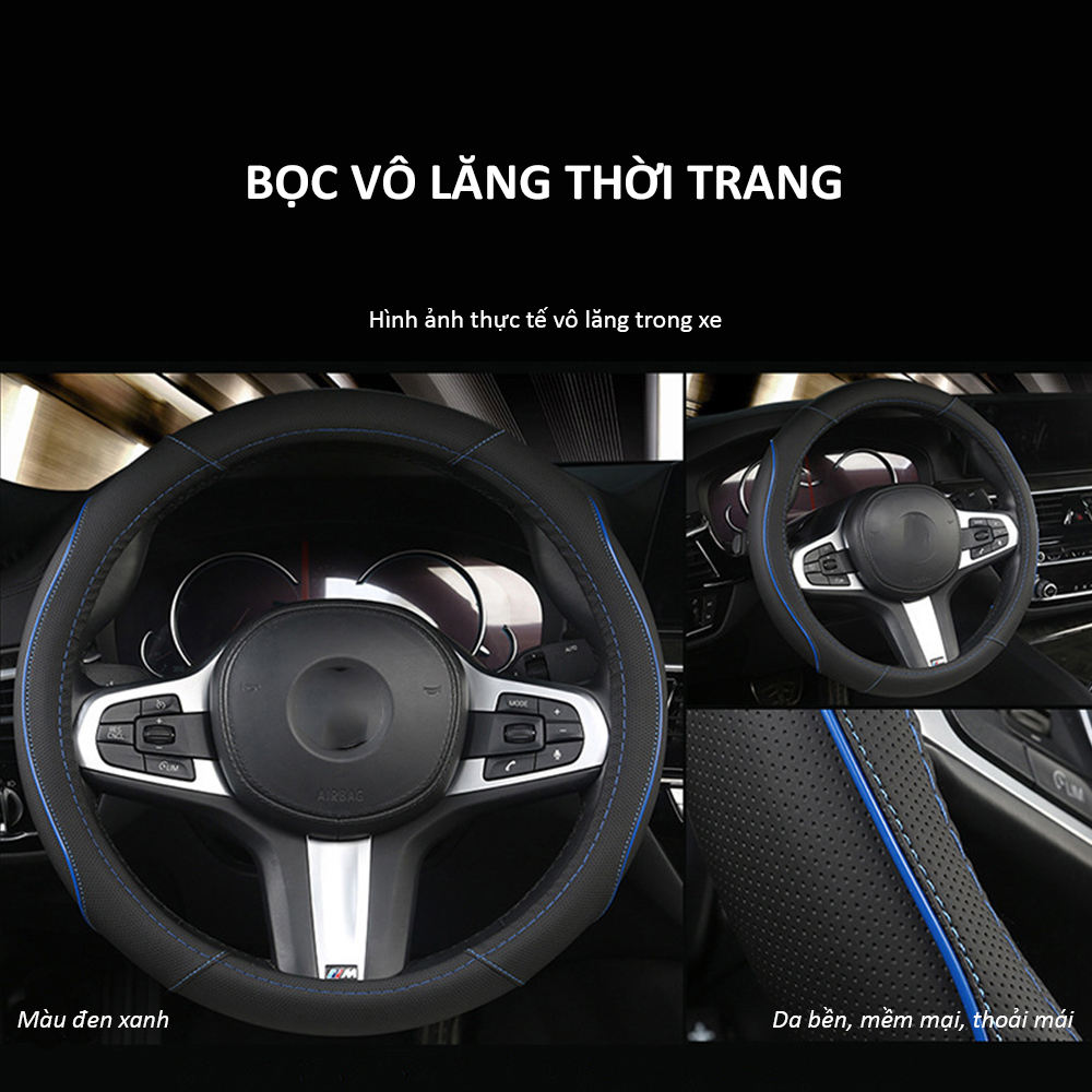 Bọc vô lăng cao su xe ô tô 5, 7 chỗ cầm chắc tay, lắp đặt dễ dàng có thể tự lắp đặt tại nhà, đường kính vô lăng 37-38 cm